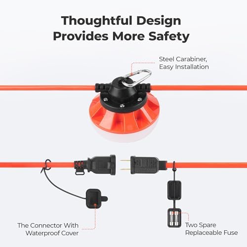 100FT 100W LED Work String Light,18/2 SJTW,ETL Certified - Image 5