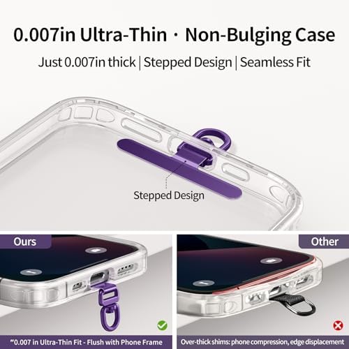saxsion Phone Tether Tab & Lanyard Tab, 360° Swivel Clip - Ultra Thin Stainless Steel Universal Patch for All Phone Cases - Image 3