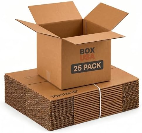 BOX USA Shipping Boxes Small 10"L x 10"W x 10"H 25-Pack, Cardboard Box for Shipping, Moving, Mailing, Packing, Packaging and Storage by BOXUSA