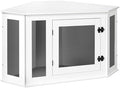 MAHANCRIS Corner Dog Crate Furniture, Wooden Dog Kennel End Table, Decorative Pet Crate Indoor Use, Furniture Style Dog House for Small Medium Dog, Dog Cage TV Stand, White and Black DCWT0801 by MAHANCRIS