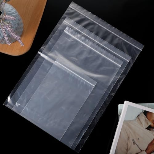 Zonon 100 Pcs Clear Reclosable Zipper Storage Bags Resealable Poly Bag, L - Image 3
