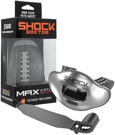 Shock Doctor Lip Guard, Adult and Youth Mouth Guard Football with Strap, Breathable Wide Opening Football Mouthpiece for Youth and Adults OSFA, Shock Doctor Mouth Guards, Max Airflow by ShockDoctor