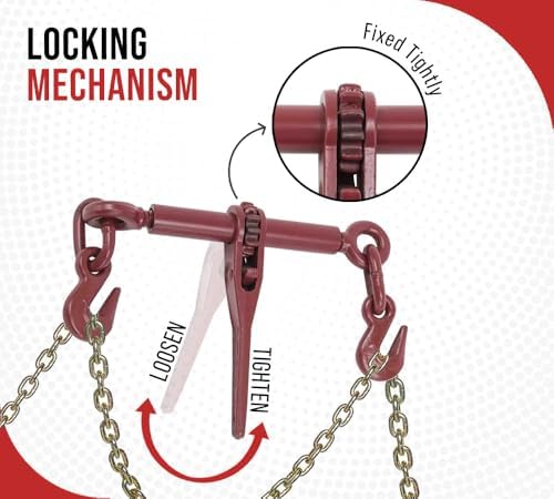 Mytee Products 3/8"-1/2" Heavy Duty Ratchet Lever Load Binder w/Grab Hooks 9,200 Lbs Working Load Limit | Tie Down Hauling Chain Binders for Flatbed Truck Trailer - Image 5
