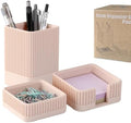 Aesthetic Desk Organizers and Accessories Set of 3 with Pen Holder,Paperclip Holder,Sticky Note Holder - Durable Plastic Pencil Holder for Office Women Men-Teacher Appreciation/Back-to-school Gift by Unknown