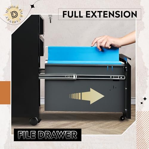 DEVAISE 3 Drawer File Cabinet with Lock, Fully Assembled Except Casters - Image 5