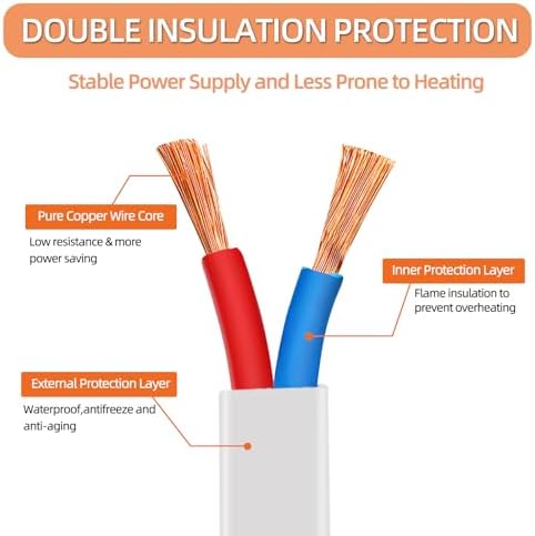10FT White Lightweight Extension Cord 125V 10A ETL Listed (2 Pack) - Image 4