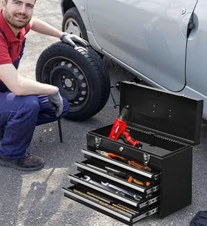 4 Drawers Metal Tool Box Portable Steel Tool Chest - Image 2