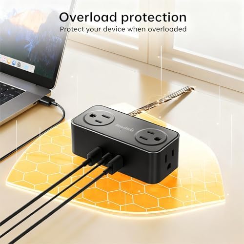 SMALLRT 16.5FT Long Flat Plug Extension Cord Indoor,Power Strip with USB C - Image 7