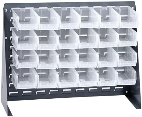 Quantum Storage Systems QBR-2721-210-24CL Ultra Bin Complete Bench Rack Package with 24 Ultra Bins, 27" x 8" x 21" , Clear by QuantumStorageSystems