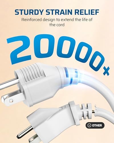 DEWENWILS 3 Foot Extension Cord, SJTW AWG16/3 ETL Listed, White, 2 Pack - Image 5
