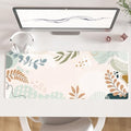 Faux Leather Large Mouse Pad, Office Desk Mat, 31.5"x11.8", Botanical by ColorfulStar