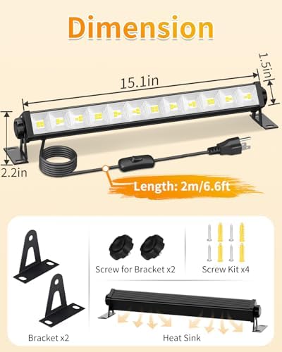40W LED Shop Lights, 5400LM Plug in Garage Light, 6000K Daylight, 4 Pack - Image 6