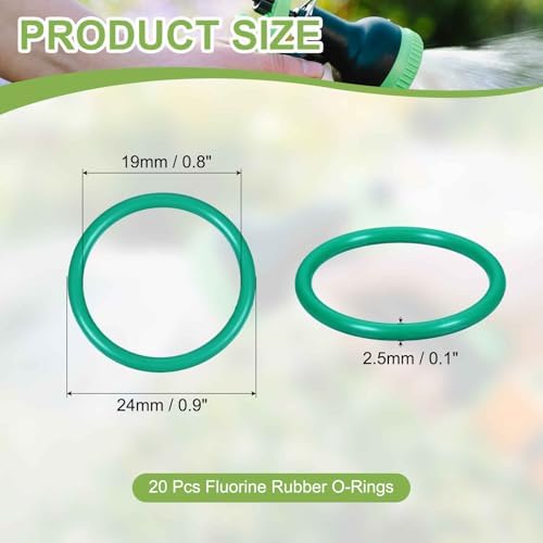 20pcs Fluorine Rubber O-Rings 24mmODx19mmIDx2.5mmW FKM Seal Gasket - Image 2
