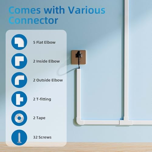 Yecaye 235in Wall Cord Hider for 2-3 Cords, W0.94in H0.47in, White - Image 3