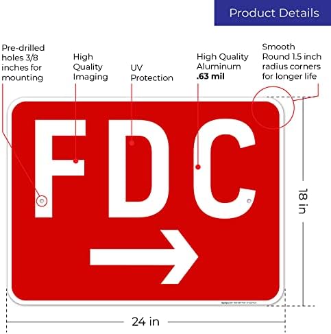 FDC Right Arrow Sign, Red Background, - Image 3