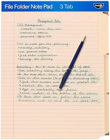 Find It File Folder Notepad - Pack of 12-9.5 x 12.5 Inch Notebook Organizer Folders for Filing, Document, and Clipboard Organization - Cream by Find+It%C2%AE
