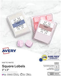 Avery Printable Blank Square Labels, 2" x 2", Matte White, 120 Customizable Labels (22816) by Avery