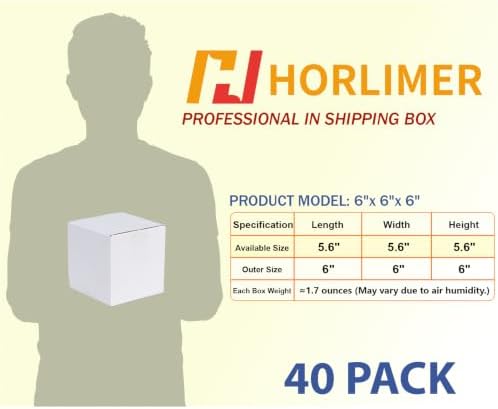 HORLIMER 40 Pack 6x6x6 Shipping Boxes, White Corrugated Cardboard Box for Mailing, Packaging, Small Business - Image 2