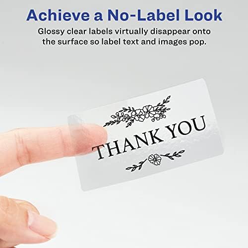 Avery Printable Blank Rectangle Labels, 2" x 3", Glossy Crystal Clear, 80 Customizable Labels (22822) - Image 2