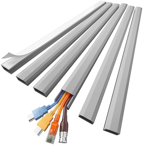 Delamu Grey Cord Hider, 85in Cord Covers for 3-4 Wires on Wall, Large Cable Hider, Premium Wire Covers for Cords on Wall, Easy Set-up Cable Cover Raceway, TV Wire Hiders Wall, W1.18 H0.67in, Grey by DELAMU