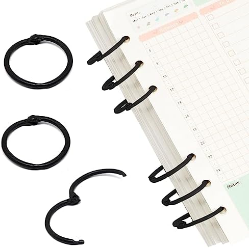 Binder Rings 50pc, Book Rings 1 Inch, Flash Card Rings Small Index Card Ring Loose Leaf Binder Rings Black Ring Clips Metal Rings for Index Cards Rings for Paper - Image 4