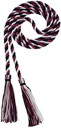 Tassel Depot Graduation Honor Cord - Navy/Maroon/White - Every School Color Available - Made In Usa by TasselDepot