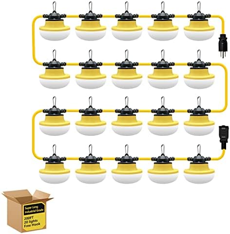 New 200FT Construction String Lights LED Industrial Grade 3Prong by MuasdaeOutdoorStringlights