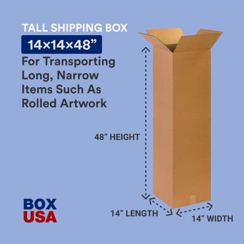 BOX USA 14 x 14 x 48 Corrugated Cardboard Boxes, Tall 14"L x 14"W x 48"H, Pack of 10 | Shipping, Packaging, Moving, Storage Box for Home or Business, Strong Wholesale Bulk Boxes - Image 2