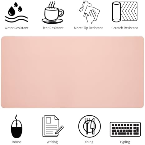 Bloss Pink Desk Mat, Waterproof Non-Slip Leather Desk Pad, Large Mouse Pad, Desk Writing Pad, Desk Mat for Keyboard and Mouse Desk Organizers and Accessories (31.5×15.7 Inches) - Image 5