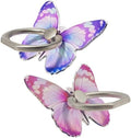 2 Pcs Butterfly Cell Phone Ring Stand Holder, Cute Butterfly Design Finger 360° Rotating Metal Hand Phone Stand Holder, with Adjustable Knob Loop (Purple, Pink) by HZZADZXW