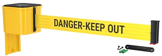 WM412 Retractable Belt Wall Mounted Yellow Crowd Control Barrier and Receiving - Image 2