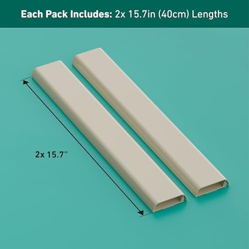D-Line TV Wall Mount Cord Hider, Hide Mounted TV Cables, Wire Covers, Self Adhesive Cover for Cords, Paintable, Low Profile, Seamless Cable Raceway - 2X 2.36in W x 0.59in H x 15.7in L - Beige - Image 4