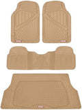 Motor Trend FlexTough Performance All Weather Rubber Car Floor Mats with Cargo Liner - Full Set Front & Rear Floor Mats for Cars Truck SUV, Automotive Floor Mats (Beige) by MotorTrend