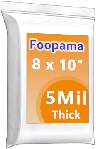 20 PCS 8"x 10"Thick 5 Mil Reclosable Large Clear Zip Poly Lock Plastic Bags by Foopama