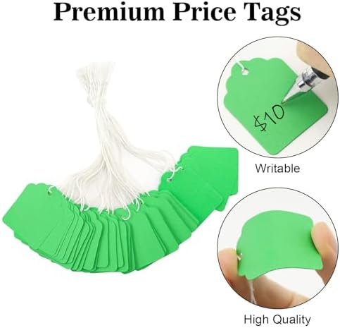 joycraft 200Pcs Price Tags with String Attached, 1.4x1.8 in Green Gift Tag - Image 3