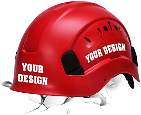 Safety Hard Hat Customize Logo Protective Head Outdoor Work Hat (Red (Style 4)) by YOWESHOP