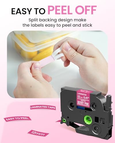 Replacement for Brother P Touch Label Tape White on Berry Pink TZe-MQP35 - Image 3