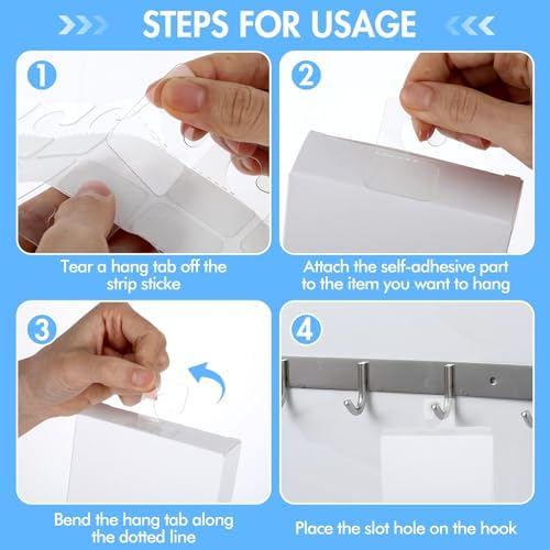 300Pcs Sticky Hang Tabs, Ymapinc Self Adhesive J-Hook Hanging Tabs Plastic Hang Tags for Retail Display Clear Sticky Tab Hanging Tags for Display Pegboard - Image 6