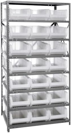 Quantum Storage Systems 2475-952CL Solid Heavy Duty 8 Shelves 21 HULK Clear Bins 75" H x 36" W x 24" D by QuantumStorageSystems