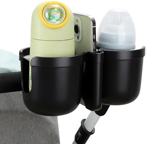 Accmor Stroller Cup Holder with Phone Holder, Bike Cup Holder, Walker Scooter Wheelchair Cup Holder Attachment, Universal Cup Holder for Uppababy Graco Strollers - Image 4