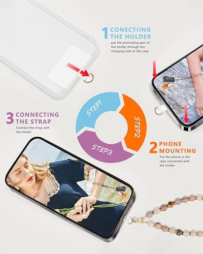 Marble Beaded Phone Wrist Strap for Women, Detachable Design - Image 7