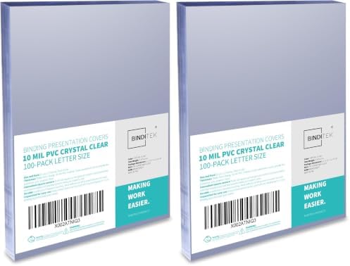 Binditek 10 Mil PVC Binding Covers, 8.5 x 11 Inches, Clear, 200 Pack by Binditek