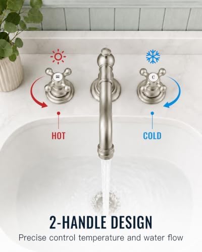 gotonovo Bathroom Faucet 3 Hole Vintage, Brushed Nickel, H C Label - Image 3