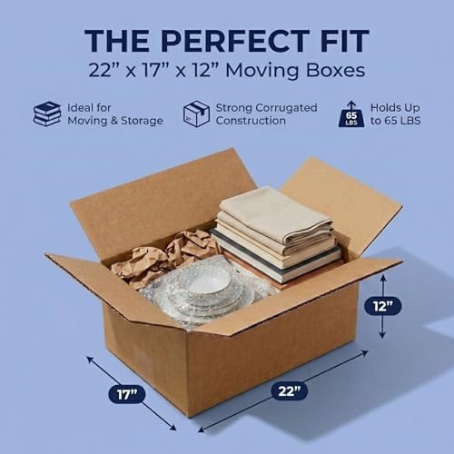 BOX USA Moving Boxes Holds 65lbs, 22"L x 17"W x 12"H (10-Pack) Large - Corrugated Cardboard Box for Shipping, Mailing, Packing, Packaging and Storage - Image 3
