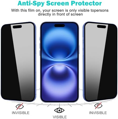 PEHAEL for iPhone 16 Plus Privacy Screen Protector+Camera Lens Protector - Image 4