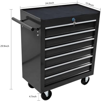 LuckyNote】Rolling Tool Chest, 6 Drawer Tool Box - Image 3