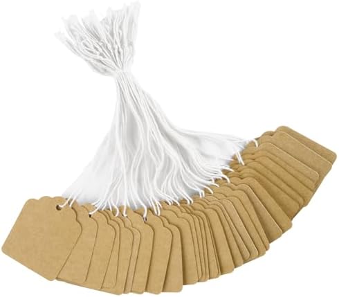 joycraft 200Pcs Price Tags with String Attached, 1.4x1.8 in Brown Gift Tag by joycraft