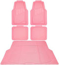 CAR PASS Heavy Duty Rubber Floor Mats Pink Car Mats Full Set with Trunk Cargo Liner - Universal Waterproof Floor Mats for Car SUV Truck, Durable All Weather Liner Mats Automotive Women (All Pink) by CARPASS
