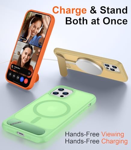 Temdan Magnetic Compatible with iPhone 12 Case & iPhone 12 Pro Case, [Built-in Invisible Kickstand][Compatible with MagSafe][Military Grade Shockproof] Slim Translucent Matte Phone Case 6.1" - Image 2