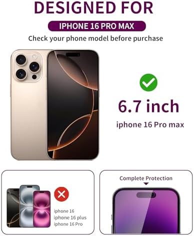 2 Pack Privacy Screen Protector for iPhone 16 Pro Max Glass - Image 2